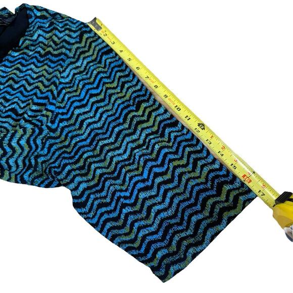 Cm Shapes Top Women's Layered Button Front Plus Relaxed Blue Black Chevron 4XL - Picture 5 of 6